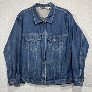Elisabeth Denim Jean Jacket Button Front Pockets Classic‎ Blue Womens 2